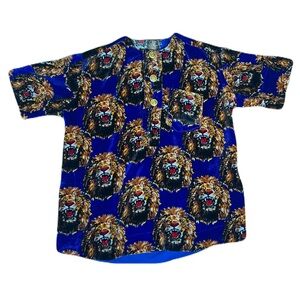 Lion Print Blue Shirt